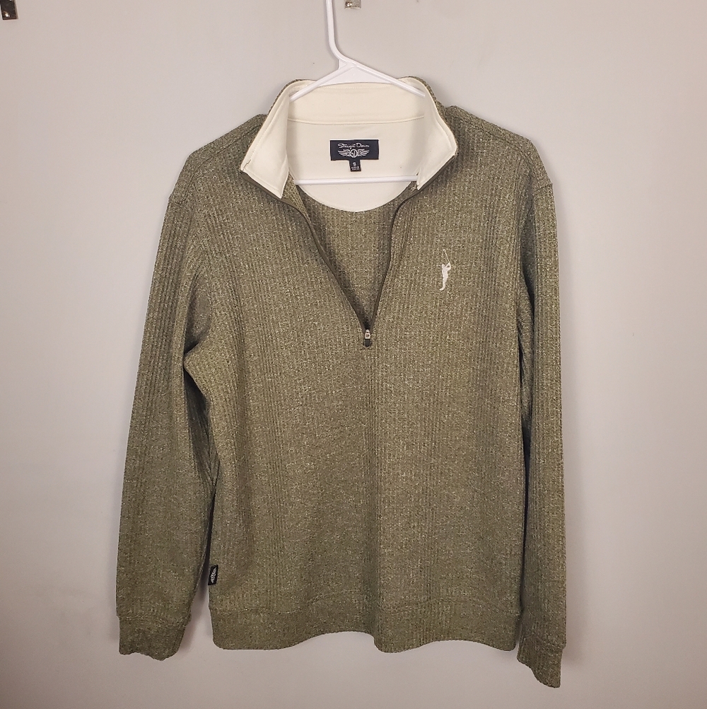 Straight Down 1/4 Zip Pullover Golf Performance Stretch Sweater Waffle Logo Sz S